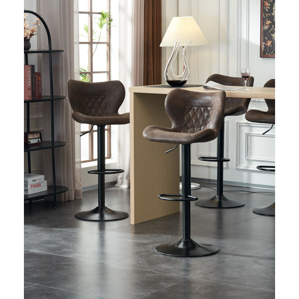 17 Stories Goldson Swivel Adjustable Height Bar Stool Wide Seat With 
